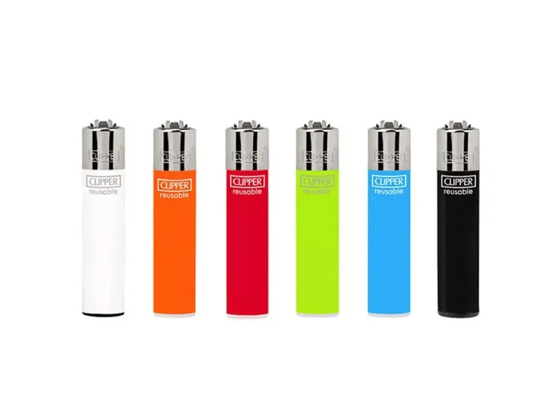 Isqueiros Clipper em várias cores, recarregáveis e com troca de pedra, na El Loko Conveniência